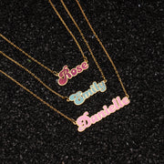 Colorful Name Necklace, Fonts Necklace, Custom Colored Necklace